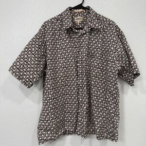 Campia USA Mens XXL Button Up Short Sleeve Shirt Abstract Print 100% Cotton